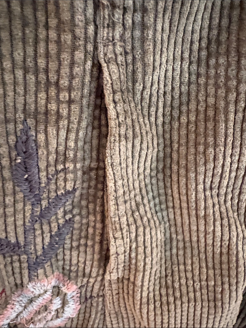 XCVI Olive Green Corduroy Zip-Front Jacket-Dress with Floral Accents - Picture 8 of 14